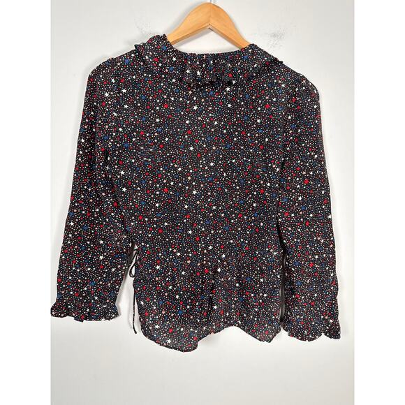 Madewell Womens Silk Ruffle-Hem Wrap Top in Starry Night Size XS - Picture 6 of 10